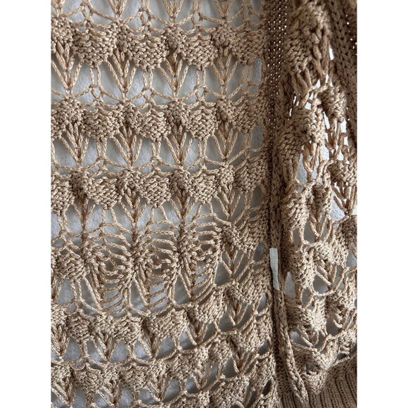 VTG Y2K Bebe Open Knit Cardigan Tan Size S Crochet Fairy Cottage Festival Boho - Picture 9 of 16